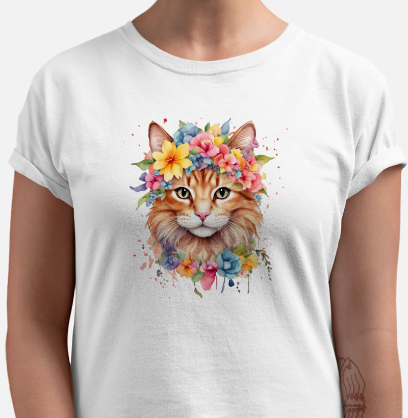 Camiseta Meow Flowers